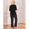 image:imageEkouaer 2 Pack Womens Pajama Sets Short Sleeve Tops and Long Pants Casual Comfy Pjs Lounge Set with PocketsSXXLBlack ButterflyPink Butterfly
