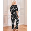 image:imageEkouaer 2 Pack Womens Pajama Sets Short Sleeve Tops and Long Pants Casual Comfy Pjs Lounge Set with PocketsSXXLGreen FlamingoBlack Stars
