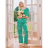 image:imageEkouaer 2 Pack Womens Pajama Sets Short Sleeve Tops and Long Pants Casual Comfy Pjs Lounge Set with PocketsSXXLGreen FlamingoBlack Stars