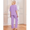 image:imageEkouaer 2 Pack Womens Pajama Sets Short Sleeve Tops and Long Pants Casual Comfy Pjs Lounge Set with PocketsSXXLLilac DotsNavy Star