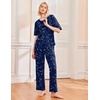 image:imageEkouaer 2 Pack Womens Pajama Sets Short Sleeve Tops and Long Pants Casual Comfy Pjs Lounge Set with PocketsSXXLLilac DotsNavy Star
