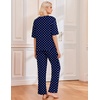 image:imageEkouaer 2 Pack Womens Pajama Sets Short Sleeve Tops and Long Pants Casual Comfy Pjs Lounge Set with PocketsSXXLNavy DotsLight Pink Striped