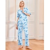 image:imageEkouaer 2 Pack Womens Pajama Sets Short Sleeve Tops and Long Pants Casual Comfy Pjs Lounge Set with PocketsSXXLPink BowBlue Bow