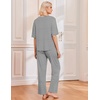 image:imageEkouaer 2 Pack Womens Pajama Sets Short Sleeve Tops and Long Pants Casual Comfy Pjs Lounge Set with PocketsSXXLPink DotsBlack Striped