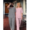 image:imageEkouaer 2 Pack Womens Pajama Sets Short Sleeve Tops and Long Pants Casual Comfy Pjs Lounge Set with PocketsSXXLPink DotsBlack Striped