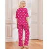 image:imageEkouaer 2 Pack Womens Pajama Sets Short Sleeve Tops and Long Pants Casual Comfy Pjs Lounge Set with PocketsSXXLRose HeartLight Blue Striped