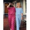 image:imageEkouaer 2 Pack Womens Pajama Sets Short Sleeve Tops and Long Pants Casual Comfy Pjs Lounge Set with PocketsSXXLRose HeartLight Blue Striped