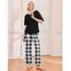 image:imageEkouaer 2 Pack Womens Pajama Sets Short Sleeve Tops and Long Pants Casual Comfy Pjs Lounge Set with PocketsSXXLRose PlaidBlack Plaid