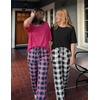 image:imageEkouaer 2 Pack Womens Pajama Sets Short Sleeve Tops and Long Pants Casual Comfy Pjs Lounge Set with PocketsSXXLRose PlaidBlack Plaid