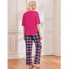 image:imageEkouaer 2 Pack Womens Pajama Sets Short Sleeve Tops and Long Pants Casual Comfy Pjs Lounge Set with PocketsSXXLRose PlaidBlack Plaid