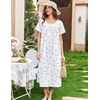 image:imageEkouaer Cotton Nightgowns for Women Long Night Gown Short Sleeve Sleepdress Victorian Sleepwear Nightdress with PocketsBlue Flowers