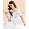 image:imageEkouaer Cotton Nightgowns for Women Long Night Gown Short Sleeve Sleepdress Victorian Sleepwear Nightdress with PocketsBlue Flowers