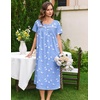 image:imageEkouaer Cotton Nightgowns for Women Long Night Gown Short Sleeve Sleepdress Victorian Sleepwear Nightdress with PocketsBlue Pigeon