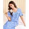 image:imageEkouaer Cotton Nightgowns for Women Long Night Gown Short Sleeve Sleepdress Victorian Sleepwear Nightdress with PocketsBlue Pigeon