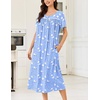 image:imageEkouaer Cotton Nightgowns for Women Long Night Gown Short Sleeve Sleepdress Victorian Sleepwear Nightdress with PocketsBlue Pigeon
