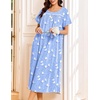 image:imageEkouaer Cotton Nightgowns for Women Long Night Gown Short Sleeve Sleepdress Victorian Sleepwear Nightdress with PocketsBlue Pigeon