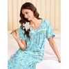image:imageEkouaer Cotton Nightgowns for Women Long Night Gown Short Sleeve Sleepdress Victorian Sleepwear Nightdress with PocketsGreen Flowers
