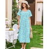 image:imageEkouaer Cotton Nightgowns for Women Long Night Gown Short Sleeve Sleepdress Victorian Sleepwear Nightdress with PocketsGreen Flowers
