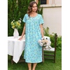 image:imageEkouaer Cotton Nightgowns for Women Long Night Gown Short Sleeve Sleepdress Victorian Sleepwear Nightdress with PocketsGreen Flowers