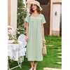 image:imageEkouaer Cotton Nightgowns for Women Long Night Gown Short Sleeve Sleepdress Victorian Sleepwear Nightdress with PocketsLight Green