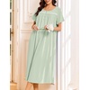 image:imageEkouaer Cotton Nightgowns for Women Long Night Gown Short Sleeve Sleepdress Victorian Sleepwear Nightdress with PocketsLight Green