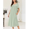 image:imageEkouaer Cotton Nightgowns for Women Long Night Gown Short Sleeve Sleepdress Victorian Sleepwear Nightdress with PocketsLight Green