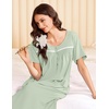 image:imageEkouaer Cotton Nightgowns for Women Long Night Gown Short Sleeve Sleepdress Victorian Sleepwear Nightdress with PocketsLight Green
