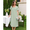 image:imageEkouaer Cotton Nightgowns for Women Long Night Gown Short Sleeve Sleepdress Victorian Sleepwear Nightdress with PocketsLight Green