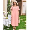 image:imageEkouaer Cotton Nightgowns for Women Long Night Gown Short Sleeve Sleepdress Victorian Sleepwear Nightdress with PocketsLight Pink