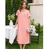 image:imageEkouaer Cotton Nightgowns for Women Long Night Gown Short Sleeve Sleepdress Victorian Sleepwear Nightdress with PocketsLight Pink