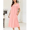 image:imageEkouaer Cotton Nightgowns for Women Long Night Gown Short Sleeve Sleepdress Victorian Sleepwear Nightdress with PocketsLight Pink