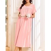 image:imageEkouaer Cotton Nightgowns for Women Long Night Gown Short Sleeve Sleepdress Victorian Sleepwear Nightdress with PocketsLight Pink
