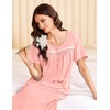 image:imageEkouaer Cotton Nightgowns for Women Long Night Gown Short Sleeve Sleepdress Victorian Sleepwear Nightdress with PocketsLight Pink