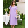 image:imageEkouaer Cotton Nightgowns for Women Long Night Gown Short Sleeve Sleepdress Victorian Sleepwear Nightdress with PocketsLilac Purple