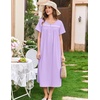 image:imageEkouaer Cotton Nightgowns for Women Long Night Gown Short Sleeve Sleepdress Victorian Sleepwear Nightdress with PocketsLilac Purple