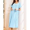 image:imageEkouaer Cotton Nightgowns for Women Long Night Gown Short Sleeve Sleepdress Victorian Sleepwear Nightdress with PocketsMint Green