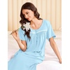 image:imageEkouaer Cotton Nightgowns for Women Long Night Gown Short Sleeve Sleepdress Victorian Sleepwear Nightdress with PocketsMint Green