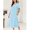 image:imageEkouaer Cotton Nightgowns for Women Long Night Gown Short Sleeve Sleepdress Victorian Sleepwear Nightdress with PocketsMint Green