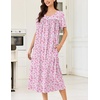 image:imageEkouaer Cotton Nightgowns for Women Long Night Gown Short Sleeve Sleepdress Victorian Sleepwear Nightdress with PocketsPink Floral