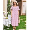 image:imageEkouaer Cotton Nightgowns for Women Long Night Gown Short Sleeve Sleepdress Victorian Sleepwear Nightdress with PocketsPink Floral