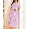 image:imageEkouaer Cotton Nightgowns for Women Long Night Gown Short Sleeve Sleepdress Victorian Sleepwear Nightdress with PocketsPink Floral