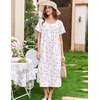 image:imageEkouaer Cotton Nightgowns for Women Long Night Gown Short Sleeve Sleepdress Victorian Sleepwear Nightdress with PocketsPink Flowers