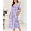 image:imageEkouaer Cotton Nightgowns for Women Long Night Gown Short Sleeve Sleepdress Victorian Sleepwear Nightdress with PocketsPurple Dots