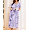 image:imageEkouaer Cotton Nightgowns for Women Long Night Gown Short Sleeve Sleepdress Victorian Sleepwear Nightdress with PocketsPurple Dots