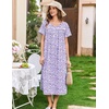 image:imageEkouaer Cotton Nightgowns for Women Long Night Gown Short Sleeve Sleepdress Victorian Sleepwear Nightdress with PocketsPurple Dots