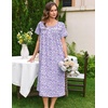 image:imageEkouaer Cotton Nightgowns for Women Long Night Gown Short Sleeve Sleepdress Victorian Sleepwear Nightdress with PocketsPurple Dots