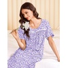 image:imageEkouaer Cotton Nightgowns for Women Long Night Gown Short Sleeve Sleepdress Victorian Sleepwear Nightdress with PocketsPurple Dots