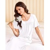 image:imageEkouaer Cotton Nightgowns for Women Long Night Gown Short Sleeve Sleepdress Victorian Sleepwear Nightdress with PocketsWhite