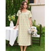 image:imageEkouaer Cotton Nightgowns for Women Long Night Gown Short Sleeve Sleepdress Victorian Sleepwear Nightdress with PocketsYellow Floral