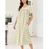 image:imageEkouaer Cotton Nightgowns for Women Long Night Gown Short Sleeve Sleepdress Victorian Sleepwear Nightdress with PocketsYellow Floral